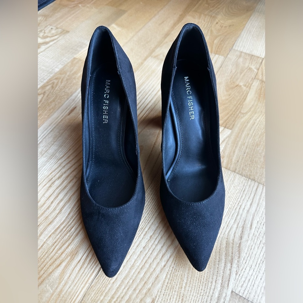 NEVER WORN: Marc Fisher black suede heels